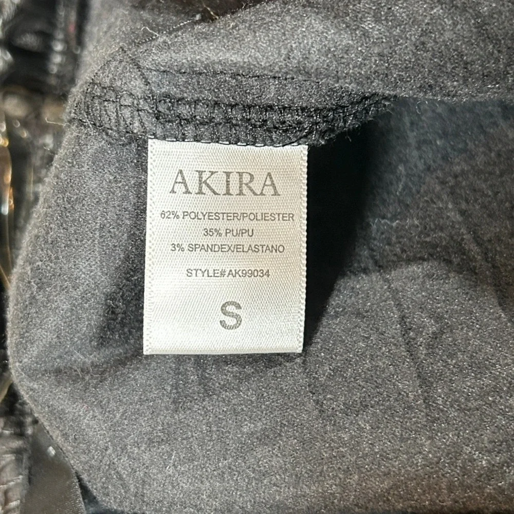 Akira‎ Black Croc Embossed Faux Leather Mini Skirt Size S Zipper Back